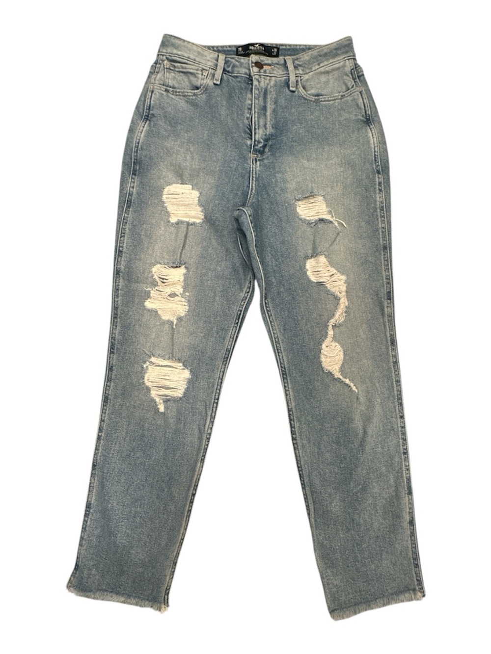 Hollister Curvy Ultra High-Rise Mom Jeans Distressed Raw Hem Size 7R (W28 L27)
